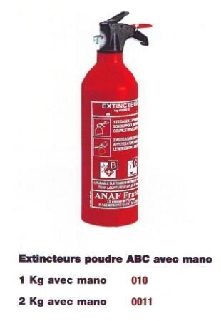 EXTINCTEUR AVEC MANO POUDRE ABC 1 ET 2 KG