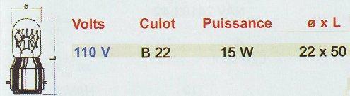 Lampe tube r�duit B 22