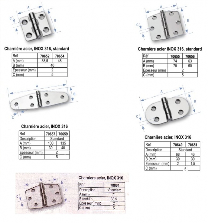 Charni�re INOX 316 Lalizas 
