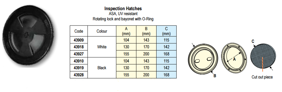 Trappe de visite ronde noir/blanc Nuova Rade