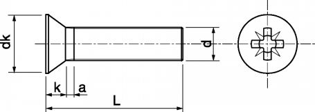 Vis m�taux TF pozidrive 3 � 5 mm