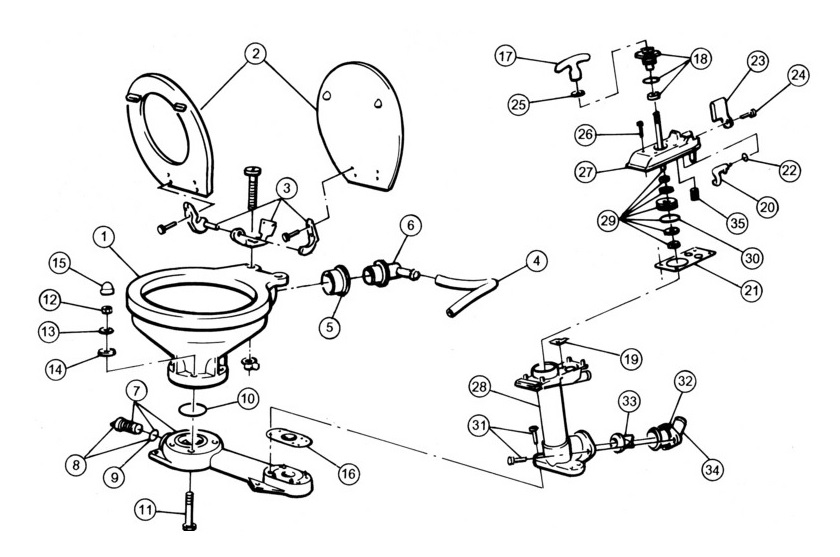 Pi�ces d�tach�es WC manuels JABSCO